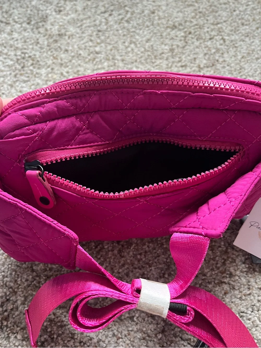 Hot Pink Quilted Crossbody Pouch - Unbranded